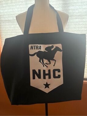 NHC NTRA Horseracing XL Black Canvas Tote Bag with Large Print Logo NWOT